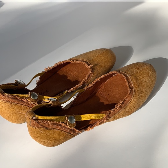 Pataugas leather & canvas flats strapped 37 - Picture 2 of 6